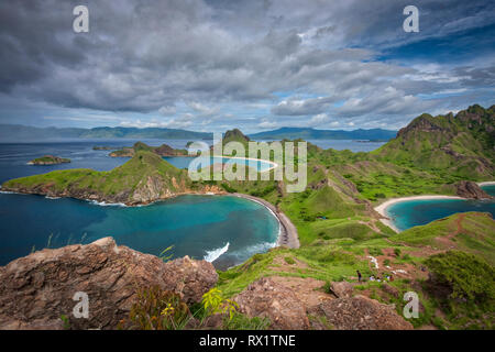 Padar is a small island located between Komodo and Rinca islands within Komodo archipelago. It is the 3rd largest island part of Komodo National Park. Stock Photo