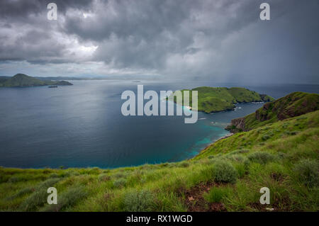 Padar is a small island located between Komodo and Rinca islands within Komodo archipelago. It is the 3rd largest island part of Komodo National Park. Stock Photo