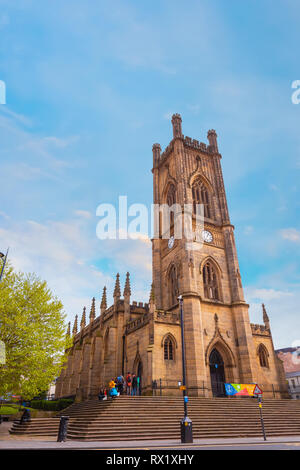 Liverpool, UK - May 16 2018: St Luke's Church a former Anglican parish church, which is now a ruin, built between 1811 and 1832 badly damaged during t Stock Photo