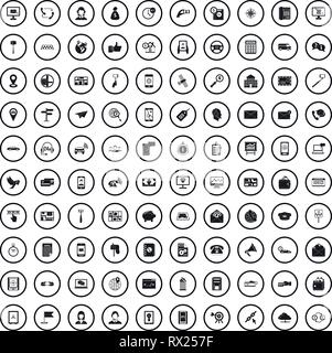 100 smartphone icons set, simple style  Stock Vector