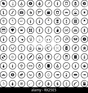 100 smuggling goods icons set, simple style  Stock Vector