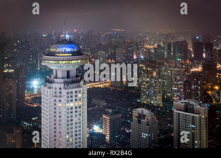 Shanghai skyline at night Stock Photo