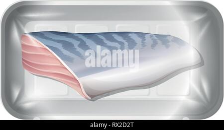 Isolated fish fillet on tray illustration Stock Vector