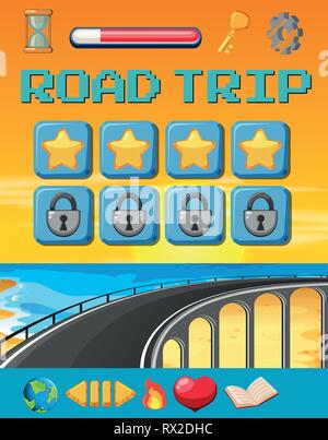 A road trip game template illustration Stock Vector
