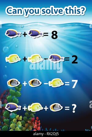 Can you solve this math worksheet illustration Stock Vector
