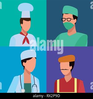 Jobs and professions avatar Stock Vector