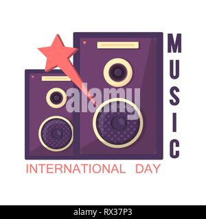 Flat design speaker isolated on white background. Audio music isolation. Speaker music for concert vector illustration. Stock Vector