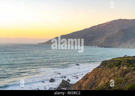 Big Sur, California - Sunset Vista view of the California coastline along highway one. Stock Photo