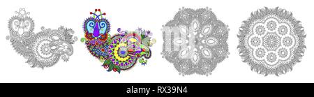 Circle lace ornament, round ornamental geometric doily pattern Stock Vector
