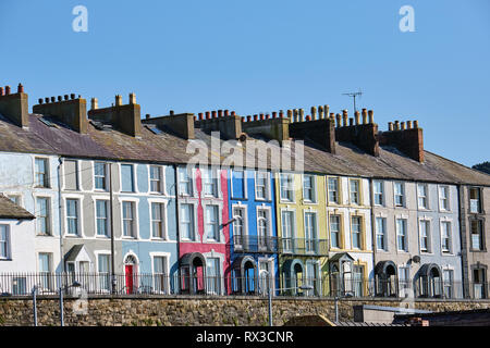 Colorful serial houses seen in Wales, Great Britain Stock Photo