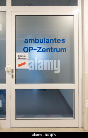 Entrance to the outpatient OP centre Stock Photo