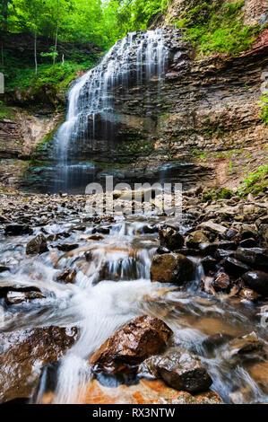 Bridal Veil Falls in Spring, near Dundas, Ontario, Canada Stock Photo