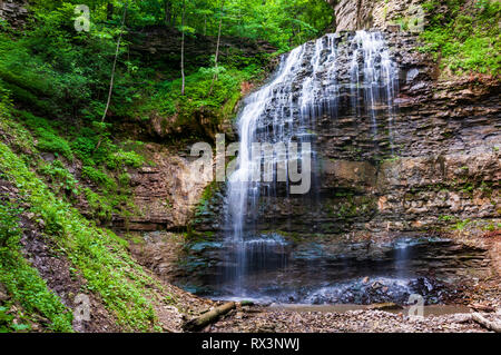 Bridal Veil Falls in Spring, near Dundas, Ontario, Canada Stock Photo