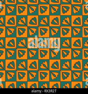 Geometrical Seamless Vector Pattern With Lines And Flowers In Turquoise And Orange Colors As A Fabric Texture Stock Vector Image Art Alamy