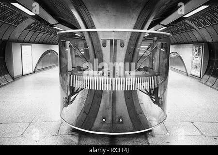 Underground walkway in black and white Stock Photo