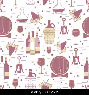 Seamless pattern with winemaking design element on white background. Can be used for wallpaper, poster design, wrapping paper, surface texture, web ba Stock Vector