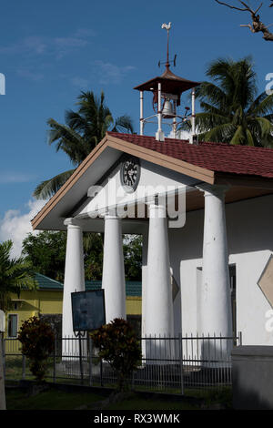 Dutch Church with weather vane and clock tower, Banda Naira, near Ambon, Maluku, Banda Sea, Indonesia Stock Photo