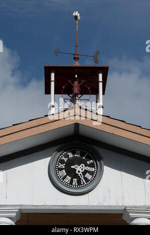 Dutch Church weather vane and clock tower, Banda Naira, near Ambon, Maluku, Banda Sea, Indonesia Stock Photo