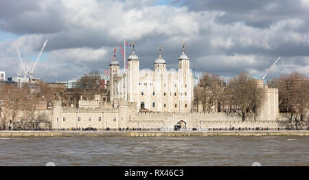 London, United Kingdom - Februari 20, 2019 : View of the Tower of London on Februari 20, 2019 Stock Photo