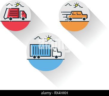 Transportation thin line icon set for web and mobile. Modern minimalistic flat design Stock Vector