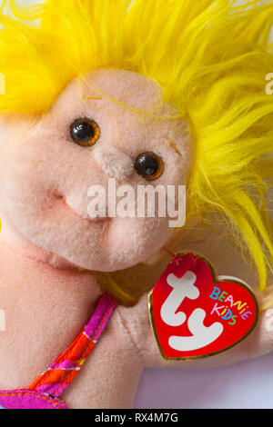 ty beanie kids tag label on Jammer yellow haired girl toy Stock Photo