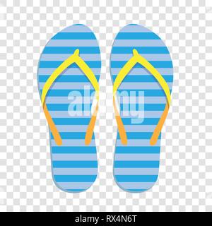 blue and yellow striped flip flops isolated vector illustration EPS10 Stock Vector