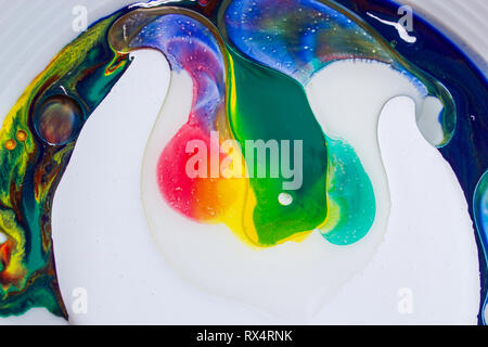 Colorful bubble acrylic paints, colorful paint drops, abstract colorful background Stock Photo