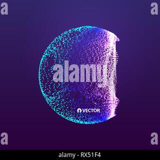 The Half-sphere Consisting of Points. Abstract Grid. Semi-sphere Illustration. 3D Network Design. Technology Concept. Vector Illustration. Stock Vector
