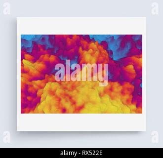 Fire and smoke. Mosaic. 3d perspective grid background texture. Abstract vector illustration. Stock Vector