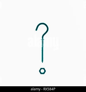 Question  mark sign made with a screw and a nut Stock Photo