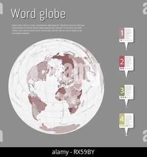 Globe with World Map. World planet, vector earth sphere illustration Stock Vector