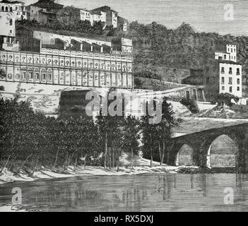 Spain, Catalonia, province of Barcelona, Manresa. Cave of Saint Ignatius. Place of prayer and recollection by Saint Ignatius of Loyola in 1522. He spent eleven months of intense spirituality, where he wrote 'Spiritual Exercises'. Engraving. Crónica General de España, Historia Ilustrada y Descriptiva de sus Provincias. Catalonia. 1866. Stock Photo