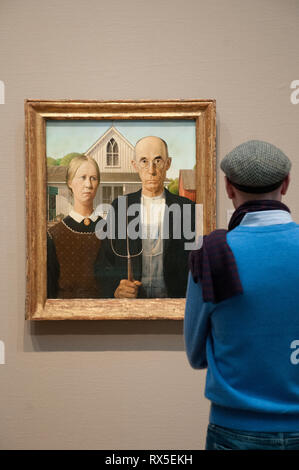 America, United States, Illinois, Chicago, The Art Institute of Chicago, American Gothic Stock Photo