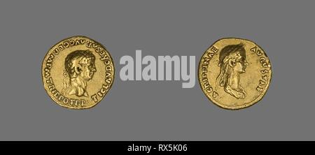 Aureus (Coin) Portraying Emperor Claudius. Roman. Date: 50 AD-54 AD. Dimensions: Diam. 1.9 cm; 7.67 g. Gold. Origin: Rome. Museum: The Chicago Art Institute. Author: ANCIENT ROMAN. Stock Photo