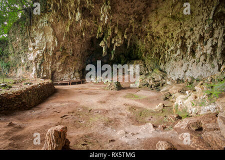 The remains of Homo Floresiensis, an extinct species in the genus Homo, were discovered in 2003 at Liang Bua on the island of Flores in Indonesia. Stock Photo