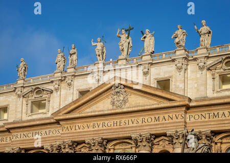 Detail of the facade of St Peter's basilica in Vatican, Rome, Italy Stock Photo