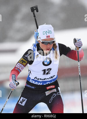 08 March 2019, Sweden, Östersund: Biathlon: world championship, sprint 7, 5 km, women. Tiril Eckhoff from Norway in action. Photo: Sven Hoppe/dpa Stock Photo