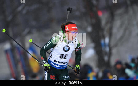 08 March 2019, Sweden, Östersund: Biathlon: world championship, sprint 7, 5 km, women. Laura Dahlmeier from Germany in action. Photo: Sven Hoppe/dpa Stock Photo