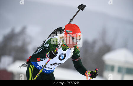 08 March 2019, Sweden, Östersund: Biathlon: world championship, sprint 7, 5 km, women. Franziska Hildebrand from Germany in action. Photo: Sven Hoppe/dpa Stock Photo