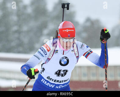 08 March 2019, Sweden, Östersund: Biathlon: world championship, sprint 7,5 km, women. Anastasiya Kuzmina from Slovakia in action. Photo: Sven Hoppe/dpa Stock Photo