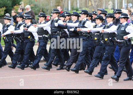 London, UK, 8th Mar 2019. Female police officers and staff from across the Met parade through central London in the '100 Years Strong' procession to celebrate International Women’s Day and the centenary of women in the force. Credit: Imageplotter/Alamy Live News Stock Photo