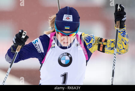 08 March 2019, Sweden, Östersund: Biathlon: world championship, sprint 7, 5 km, women. Valj Semerenko from Ukraine in action. Photo: Sven Hoppe/dpa Stock Photo