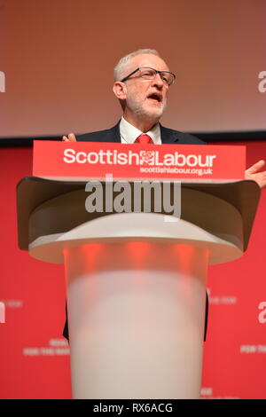 Dundee, UK. 8 March 2019. Labour Leader - Jeremy Corbyn addresses conference with a keynote speech. Credit: Colin Fisher/Alamy Live News Stock Photo