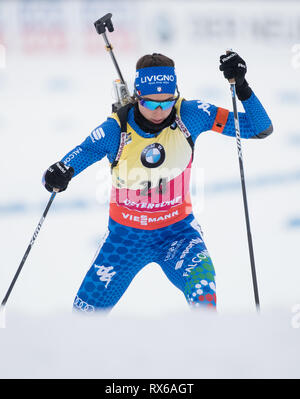 08 March 2019, Sweden, Östersund: Biathlon: world championship, sprint 7, 5 km, women. Lisa Vittozzi from Italy in action. Photo: Sven Hoppe/dpa Stock Photo