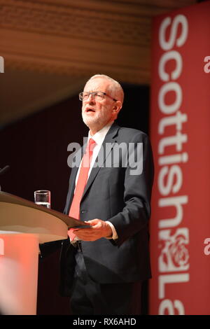 Dundee, UK. 8 March 2019. Labour Leader - Jeremy Corbyn addresses conference with a keynote speech. Credit: Colin Fisher/Alamy Live News Stock Photo
