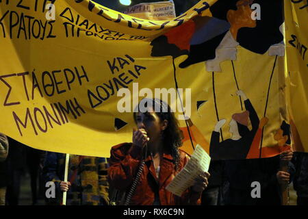 Thessaloniki, Greece, 8th March 2019. People take part in a rally to mark International Women's Day in the northern Greek port city of Thessaloniki. Credit : Orhan Tsolak / Alamy Live News Stock Photo