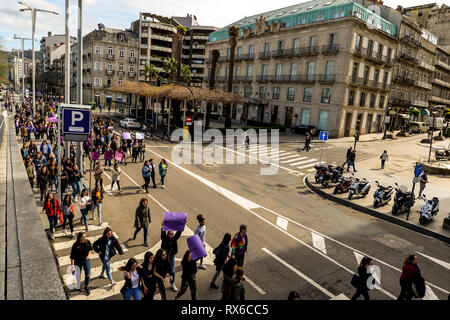 Vigo, Galicia, Spain. 8th Mar, 2019. Protestors on International women's day in Vigo for the fight for equality Credit: Olivier Guiberteau/Alamy Live News Stock Photo