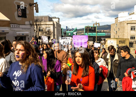 Vigo, Galicia, Spain. 8th Mar, 2019. Protestors on International women's day in Vigo for the fight for equality Credit: Olivier Guiberteau/Alamy Live News Stock Photo