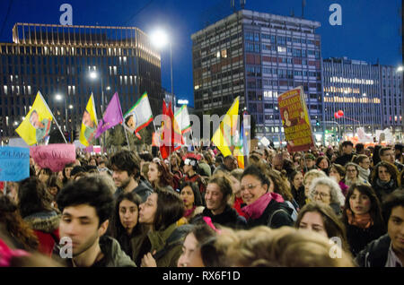 Milan, Italy. 8th Mar 2019. People during a demonstration as part of the International Women's Day on March 8th in Milano Stock Photo