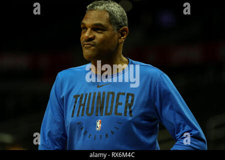Los Angeles, CA, USA. 8th Mar, 2019. OKC assistant coach Maurice Cheeks before the Oklahoma City Thunder vs Los Angeles Clippers at Staples Center on March 8, 2019. (Photo by Jevone Moore) Credit: csm/Alamy Live News Stock Photo